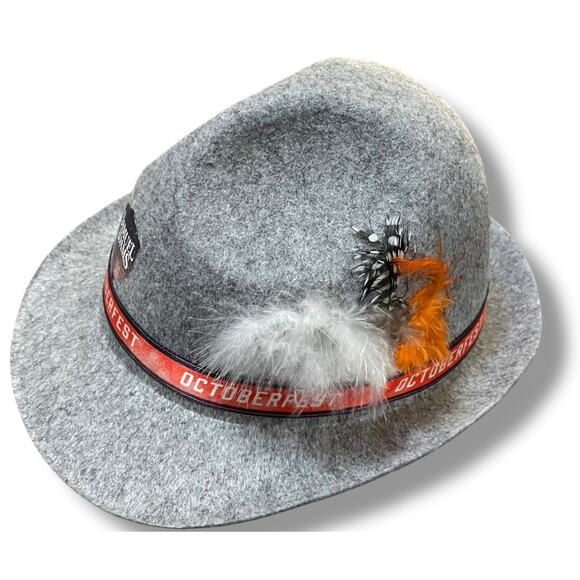 Samuel Adams Oktoberfest Fedora Hat Beer Boston MA German Feather Alpine Costume - Picture 5 of 11